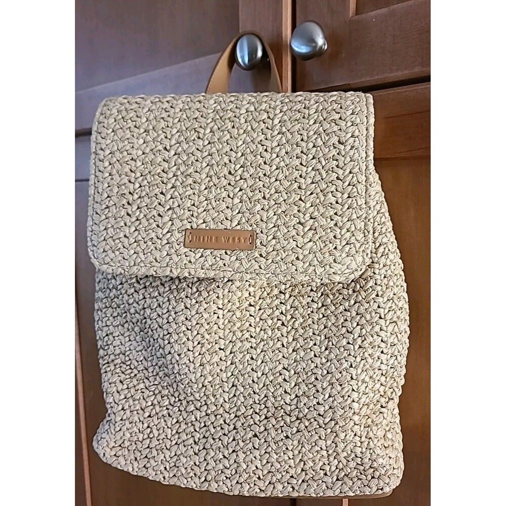 NINE WEST*Vegan* Straw Woven * 2 Tone Natural Colors*Nautical boho - Picture 11 of 13